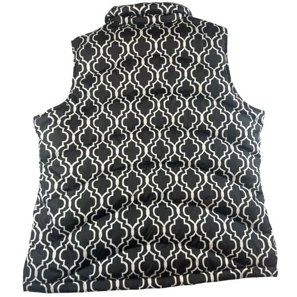 Lands End Womens Black White Geometric‎ Quilted Puffer Vest Size L 14-16 - Picture 8 of 8